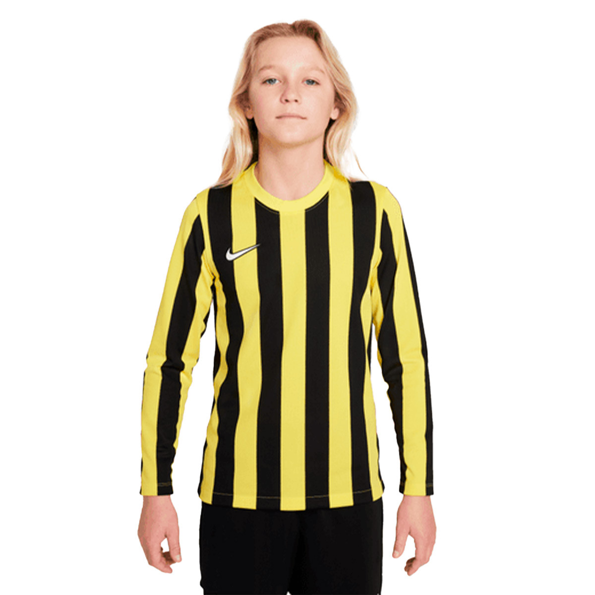 Maglia Nike Striped Division Iv M L Bambino Tour Yellow Black White