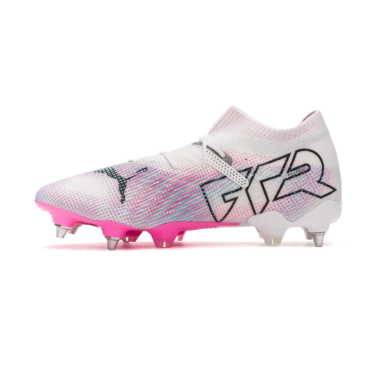 Chuteira Puma Future 7 Ultimate MxSG White Black Poison Pink Fútbol