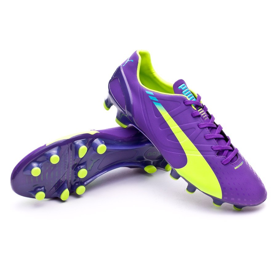 Football Boots Puma evoSPEED 2.3 FG Prism violet-Fluor yellow-Escuba blue -  Football store Fútbol Emotion