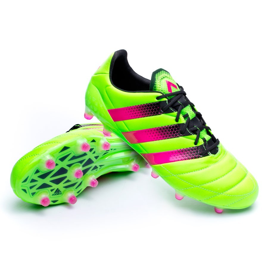 Scarpe adidas Ace 16.1 FG/AG Pelle Solar green-Shock pink-Core black -  Negozio di calcio Fútbol Emotion