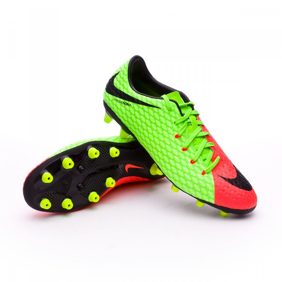 Zapatos de fútbol Nike Hypervenom Phelon III AG-Pro Electric  green-Black-Hyper orange-Volt - Tienda de fútbol Fútbol Emotion
