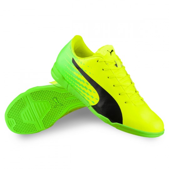 Zapatilla Puma evoSPEED 17.5 IT Niño Safety yellow-Black-Green gecko -  Tienda de fútbol Fútbol Emotion