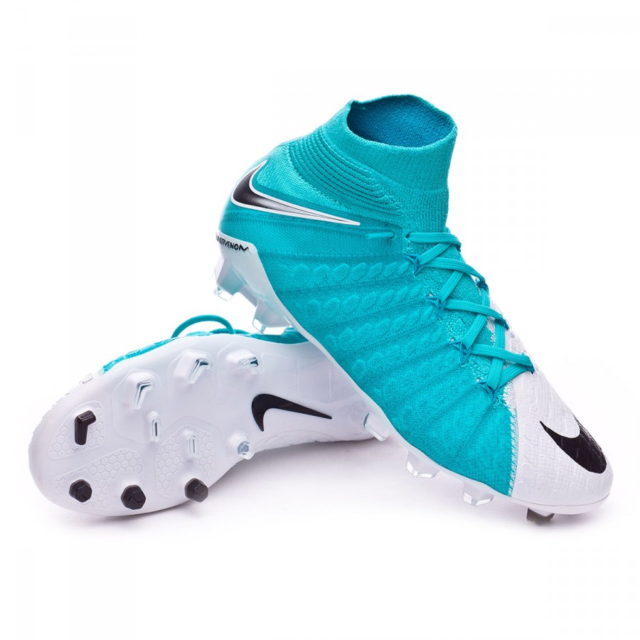 Scarpe calcio Nike Jr Hypervenom Phantom III DF FG White-Photo  blue-Chlorine blue - Negozio di calcio Fútbol Emotion