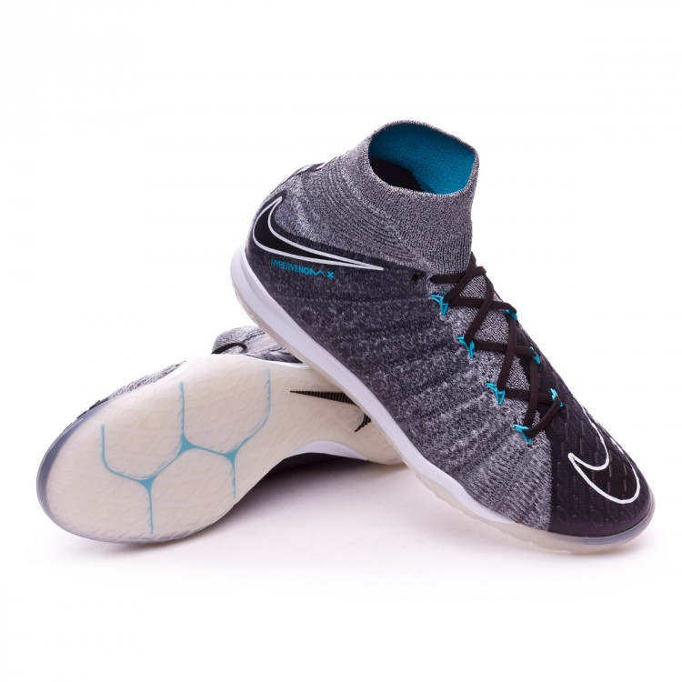 Futsal Boot Nike HypervenomX Proximo II DF IC Wolf grey-Chlorine blue -  Football store Fútbol Emotion