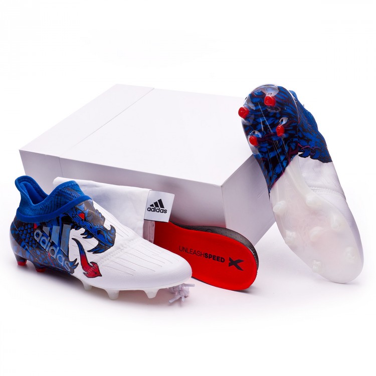 Bota de fútbol adidas X 16+ Purechaos UCL Dragon FG White-Red-Blue 