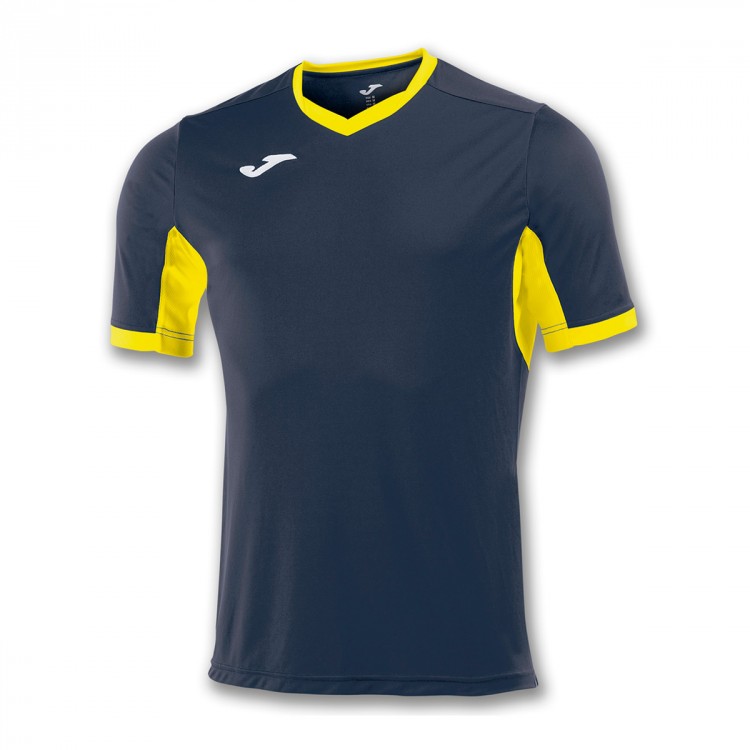 yellow and blue champion shirt