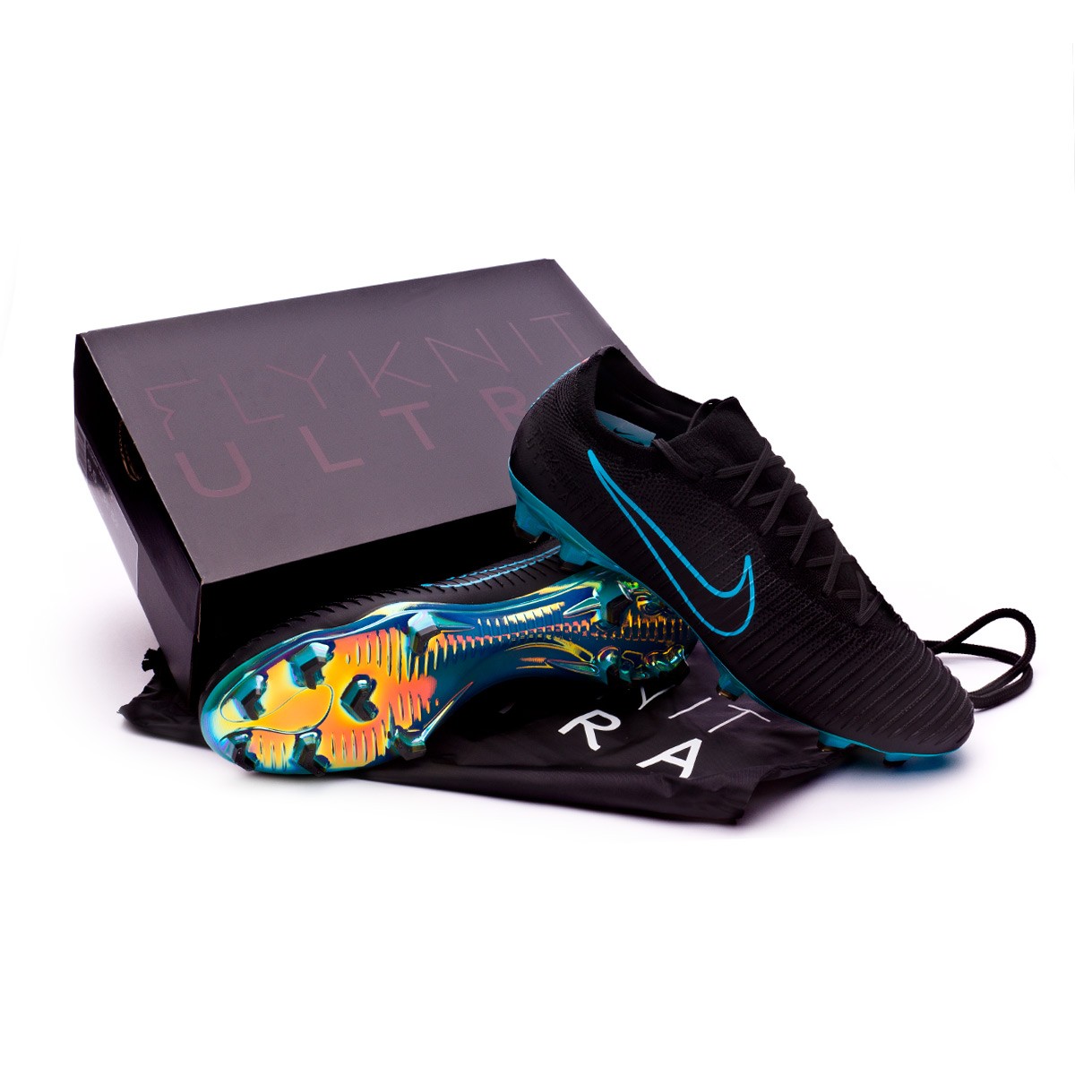 Football Boots Nike Mercurial Vapor Flyknit Ultra FG Black-Gamma blue -  Football store Fútbol Emotion