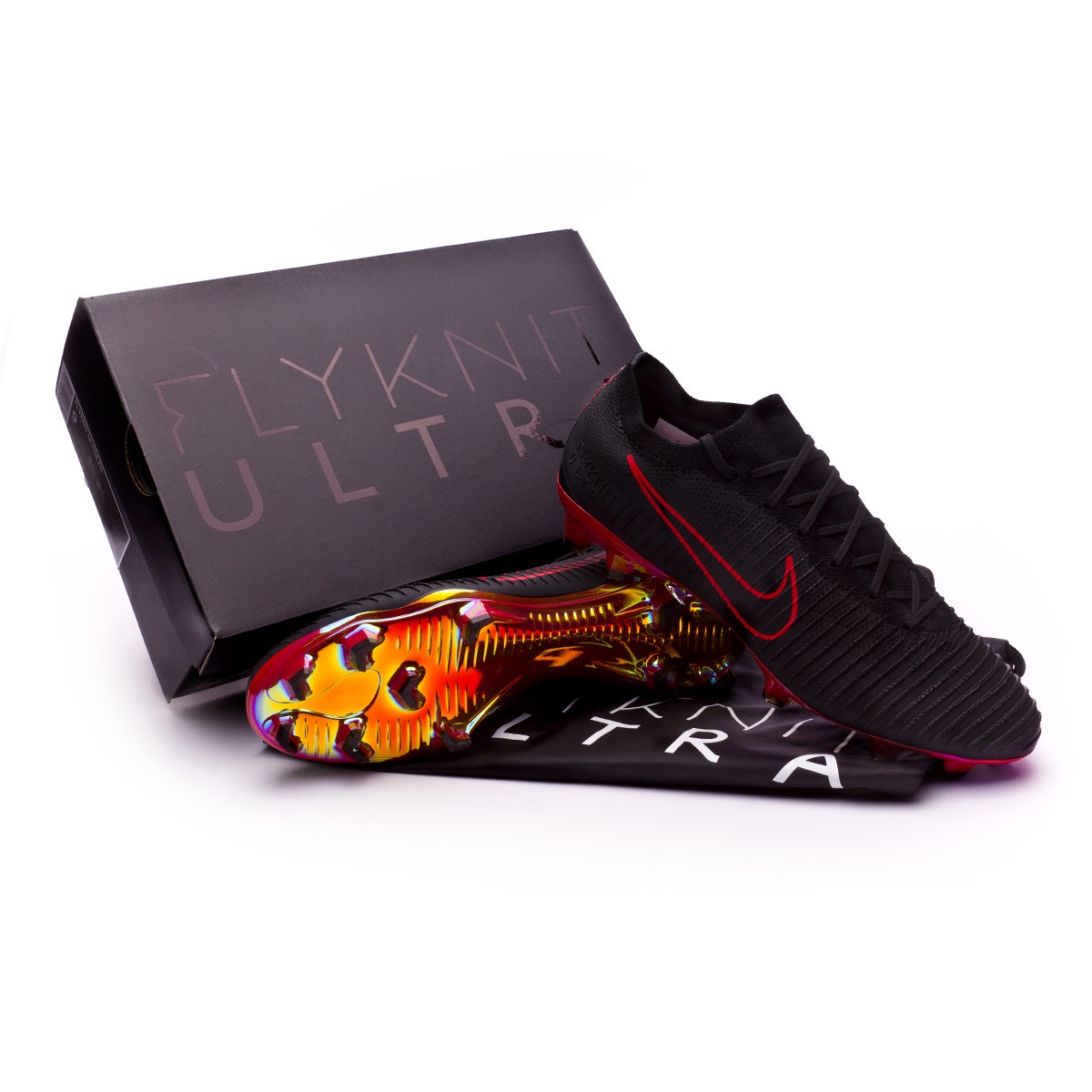 Football Boots Nike Mercurial Vapor Flyknit Ultra FG Black-University red -  Football store Fútbol Emotion