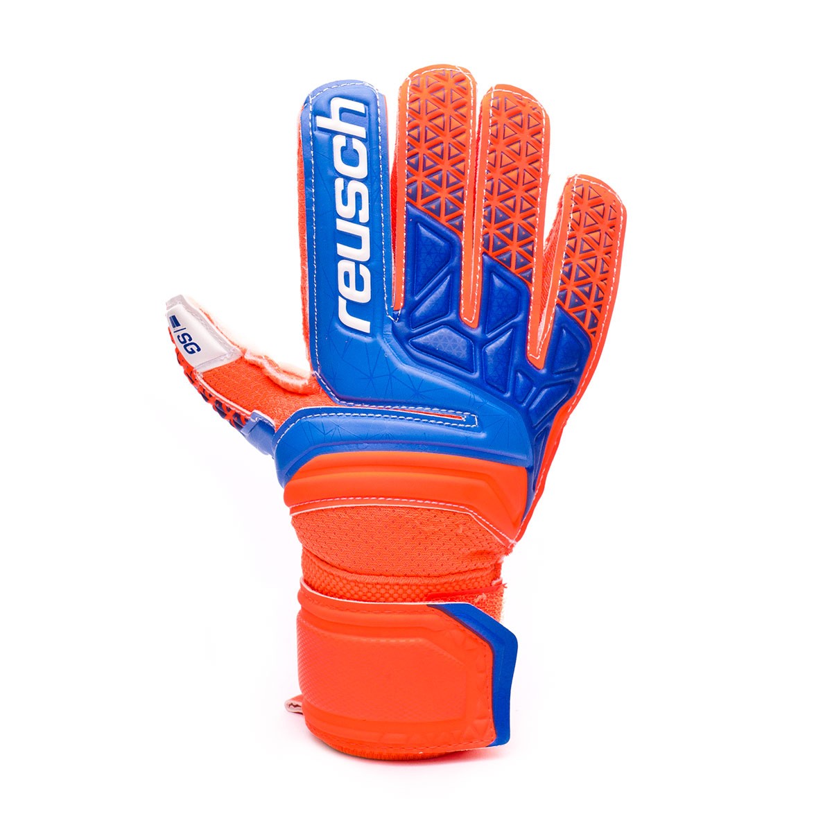 blue and orange football gloves