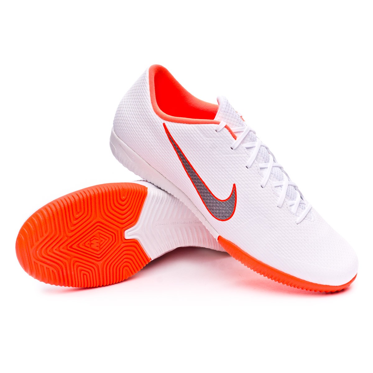 Futsal Boot Nike Mercurial VaporX XII Academy IC White-Metallic cool  grey-Total orange - Football store Fútbol Emotion