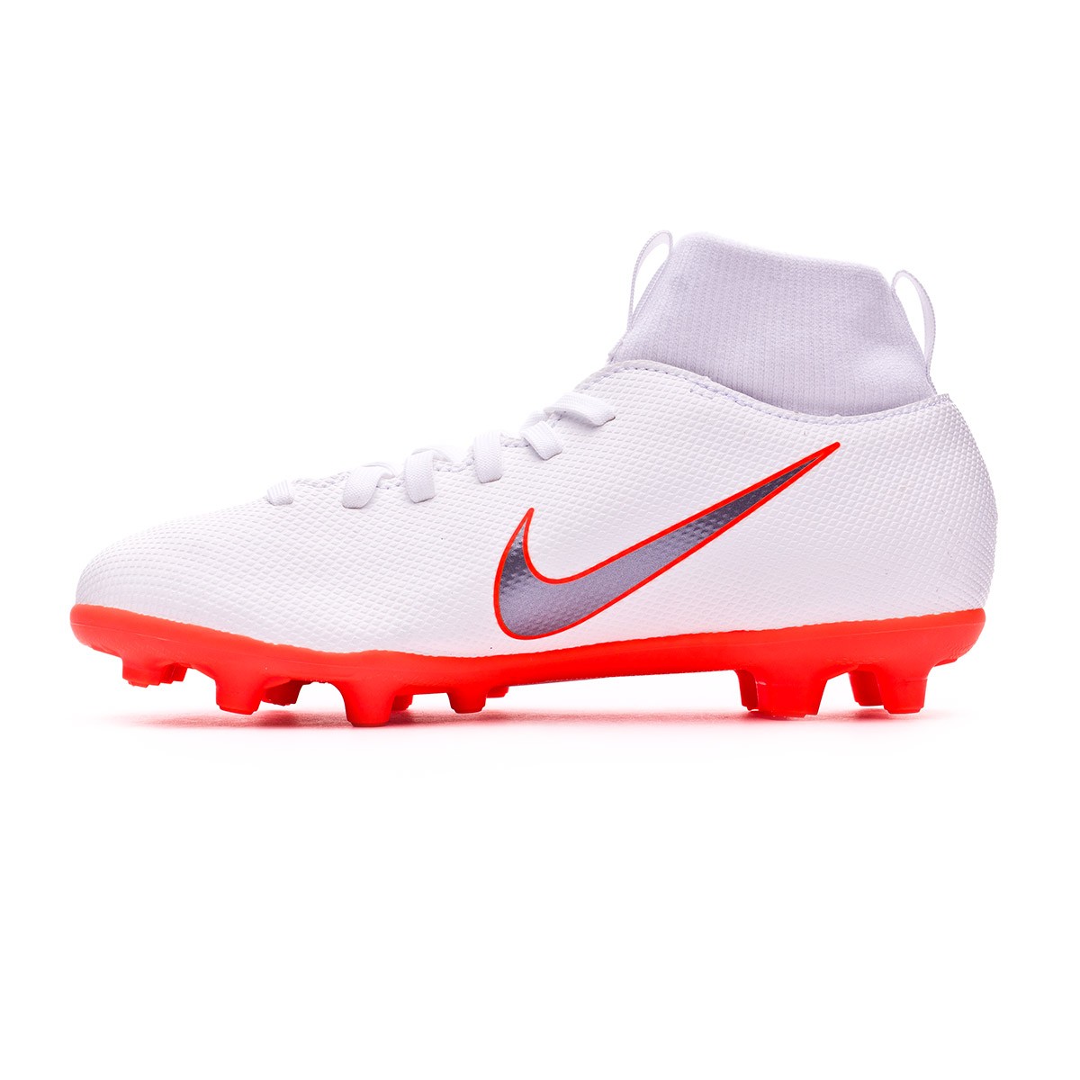 Zapatos de fútbol Nike Mercurial Superfly VI Club MG Niño White-Metallic  cool grey-Total orange - Tienda de fútbol Fútbol Emotion