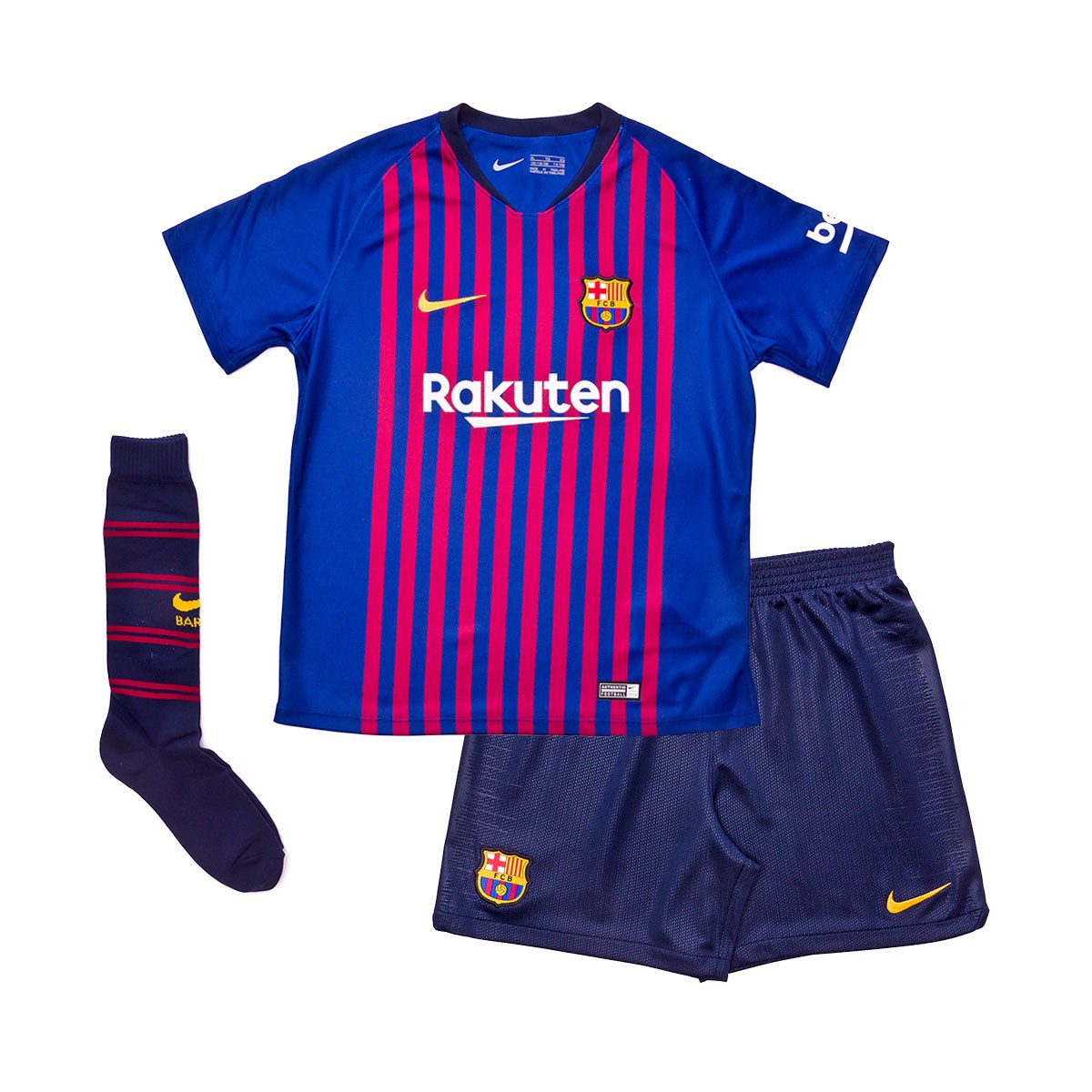 Conjunto Nike FC Barcelona Primera Equipación 2018-2019 Niño Deep royal  blue-Obsidian-University gold - Tienda de fútbol Fútbol Emotion