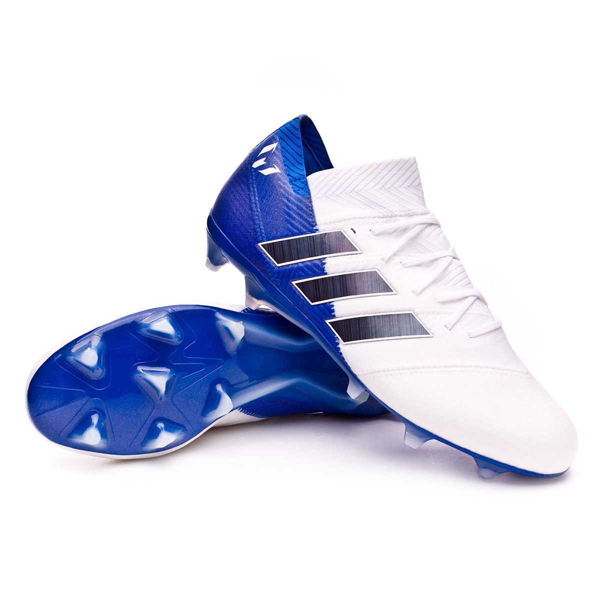 Football Boots adidas Nemeziz Messi 18.1 FG White-Core black-Football blue  - Football store Fútbol Emotion