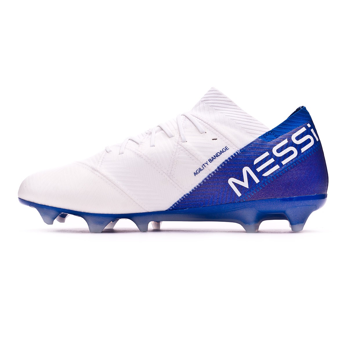 blue and white messi boots