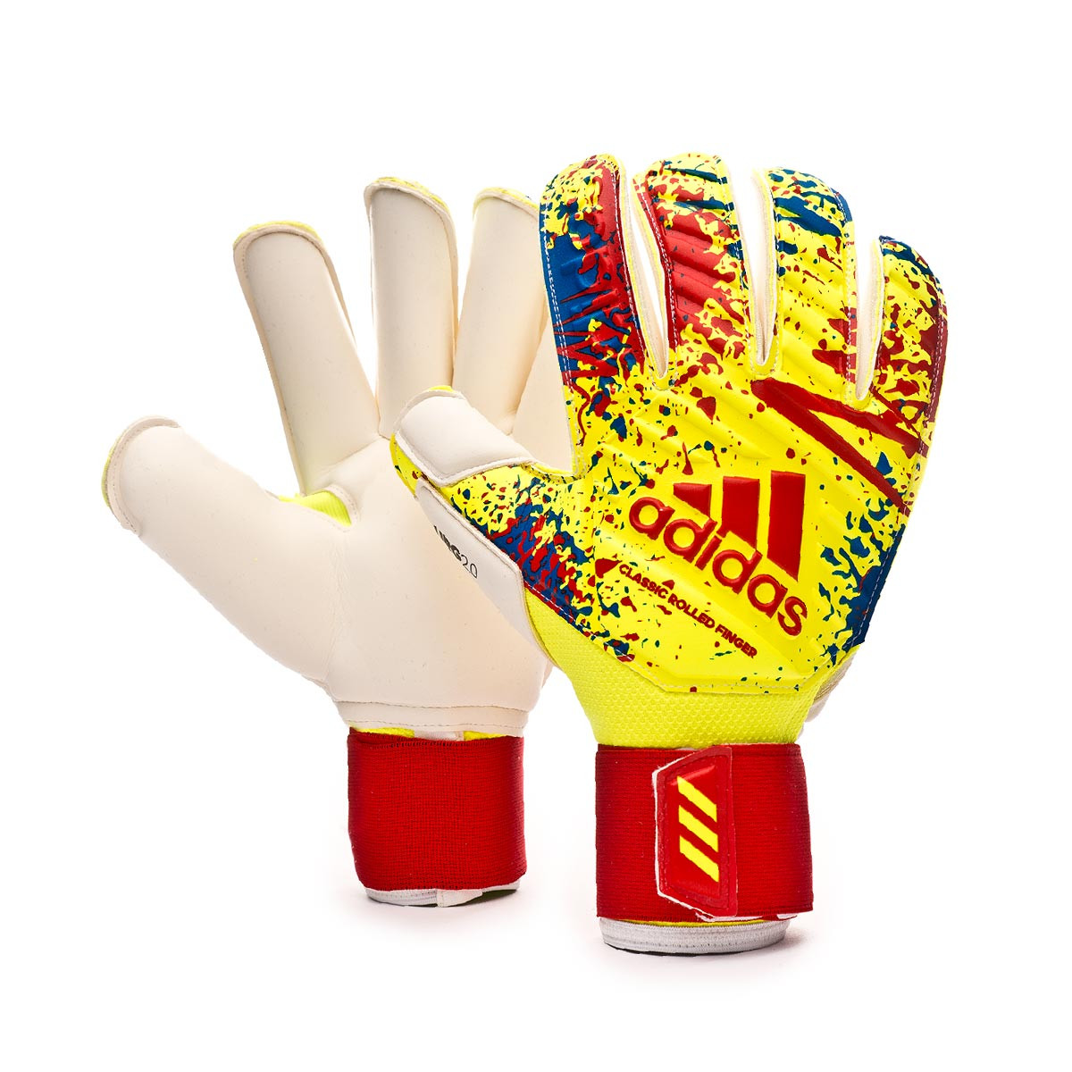 Glove adidas Classic Pro GC Solar yellow-Active red-Football blue -  Football store Fútbol Emotion
