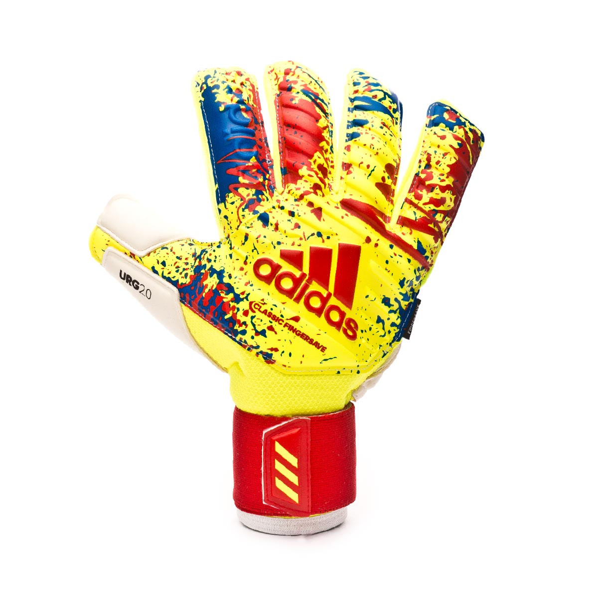 Glove adidas Classic Pro FingerSave Solar yellow-Active red-Football blue -  Football store Fútbol Emotion