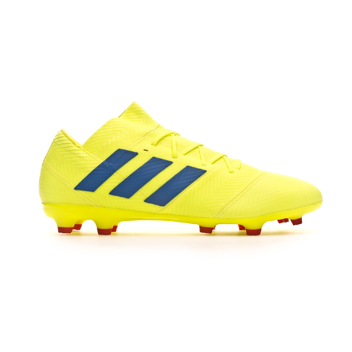 Bota de fútbol adidas Nemeziz 18.2 FG Solar yellow-Football blue-Active red  - Tienda de fútbol Fútbol Emotion