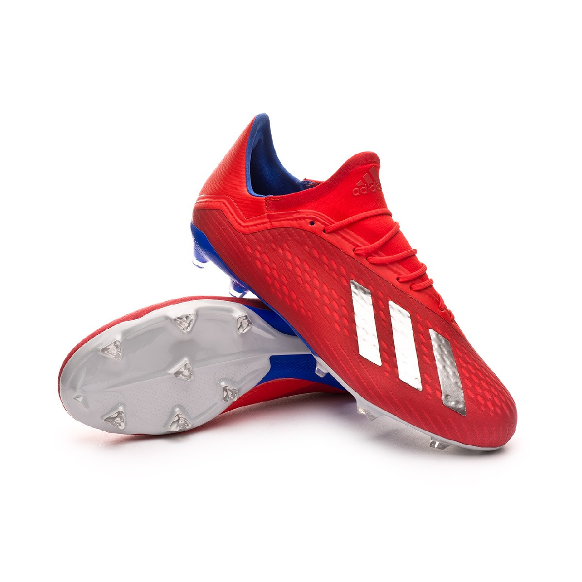 Football Boots adidas X 18.2 FG Active red-Silver metallic-Bold blue -  Football store Fútbol Emotion