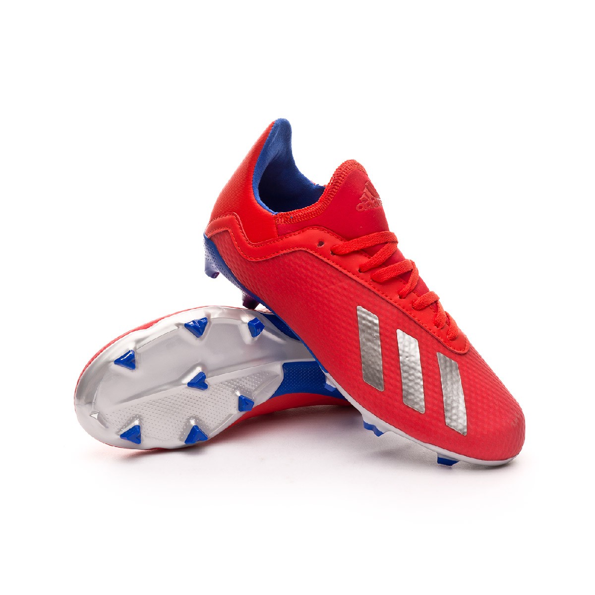 Scarpe adidas X 18.3 FG Junior Active red-Silver metallic-Bold blue -  Negozio di calcio Fútbol Emotion