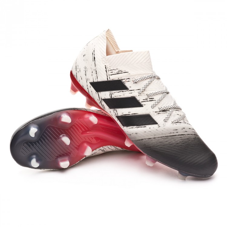 Zapatos de fútbol adidas Nemeziz 18.1 FG Off white-Core black-Active red -  Tienda de fútbol Fútbol Emotion