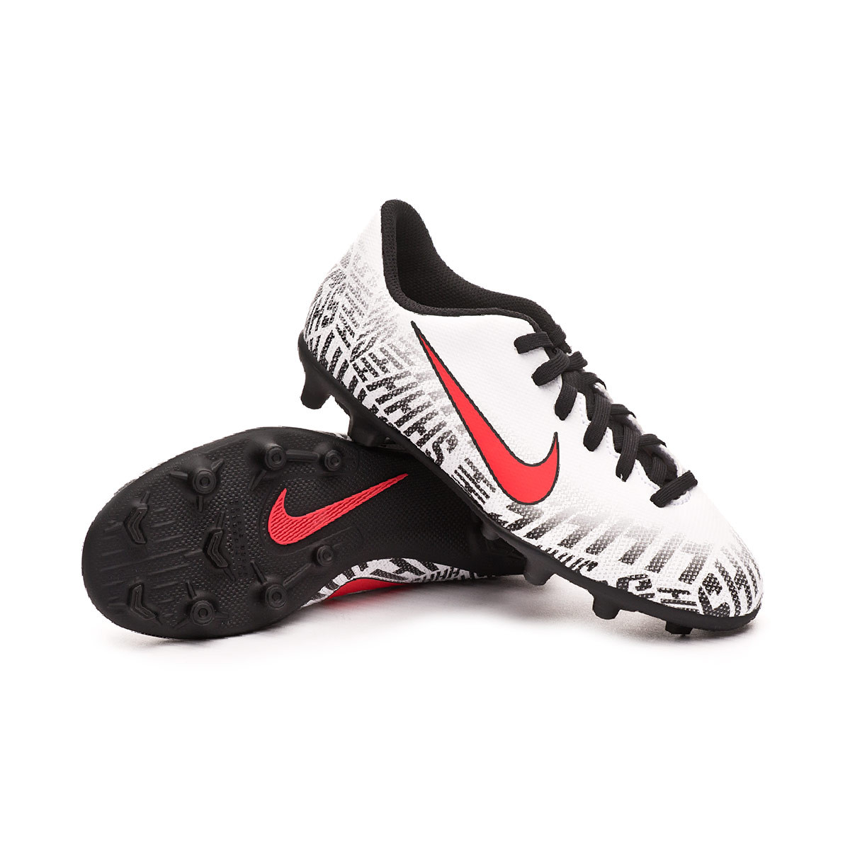 Football Boots Nike Mercurial Vapor XII Club FG Neymar Jr Niño  White-Challenge red-Black - Football store Fútbol Emotion