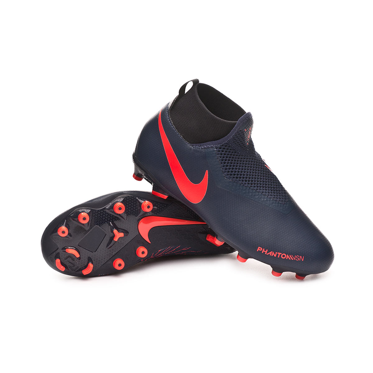 Football Boots Nike Kids Phantom Vision Academy DF FG/MG Obsidian-Bright  crimson-Black - Football store Fútbol Emotion