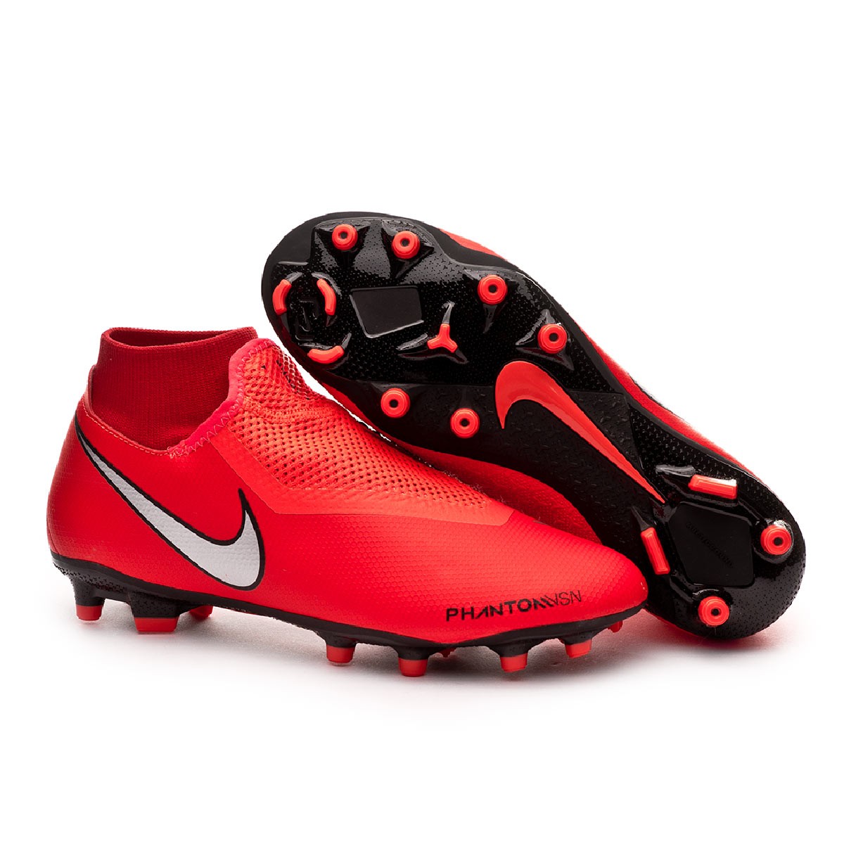 Football Boots Nike Phantom Vision Academy DF FG/MG Bright crimson-Metallic  silver - Football store Fútbol Emotion