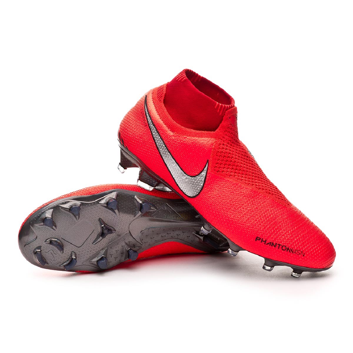 Football Boots Nike Phantom Vision Elite DF FG Bright crimson-Metallic  silver - Football store Fútbol Emotion