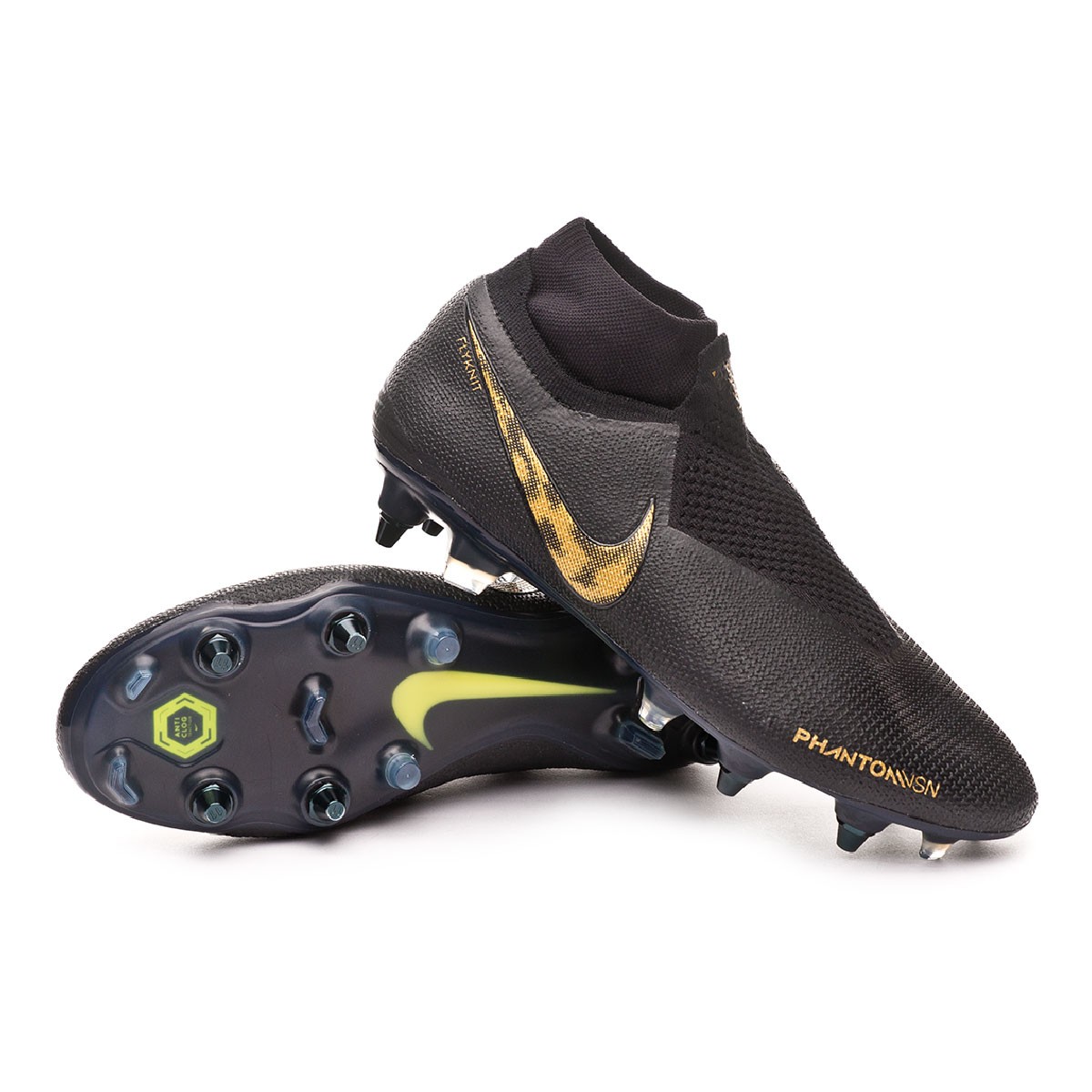 Football Boots Nike Phantom Vision Elite DF SG-Pro ACC Black-Metallic vivid  gold - Football store Fútbol Emotion