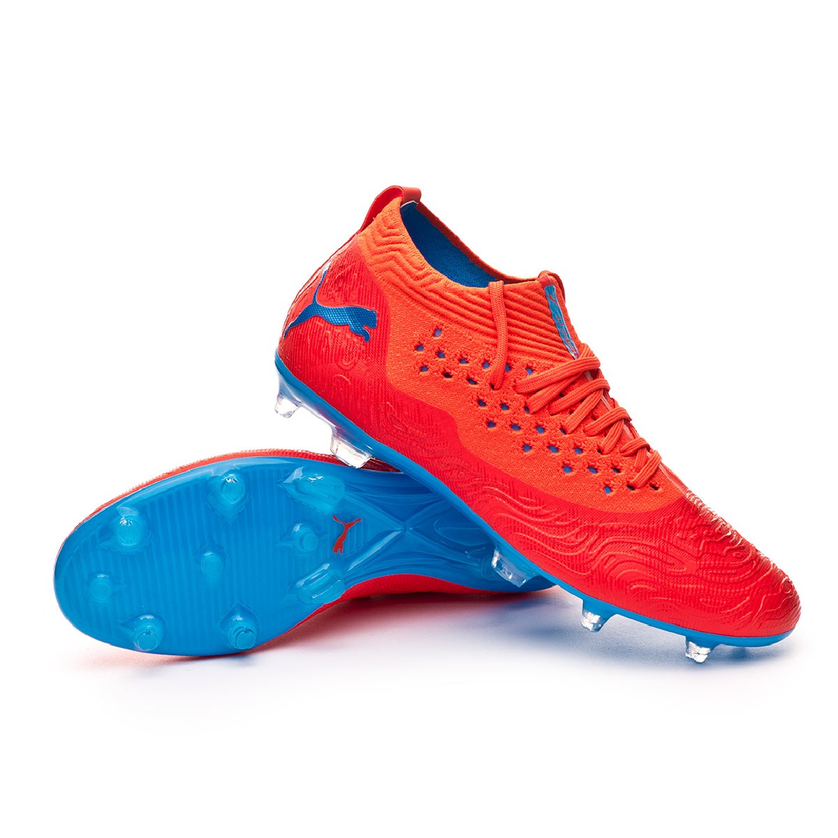 Football Boots Puma Future 19.2 Netfit FG/AG Red blast-Bleu azur - Football  store Fútbol Emotion