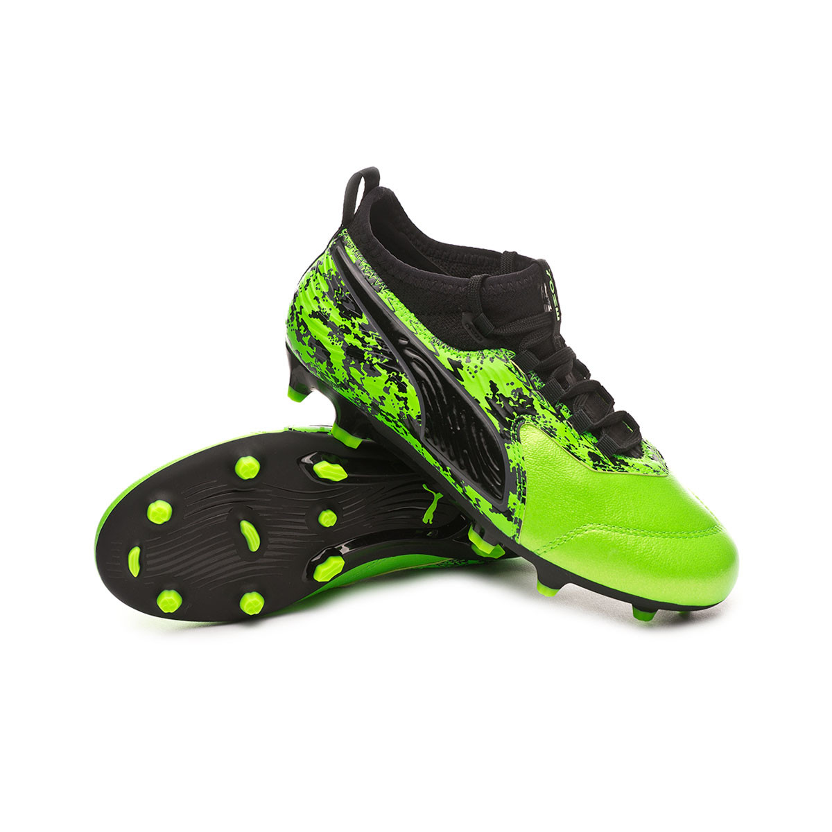 Scarpe Puma One 19.3 FG/AG Bambino Green gecko-Puma black-Charcoal gray -  Negozio di calcio Fútbol Emotion