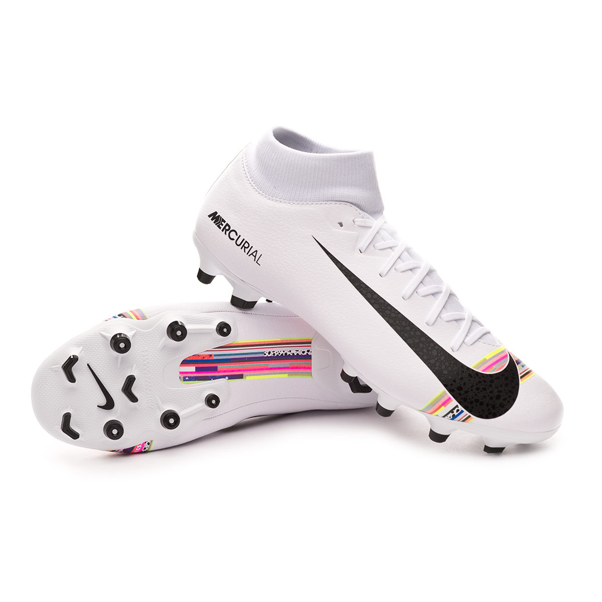 Football Boots Nike Mercurial Superfly VI Academy LVL UP MG  White-Black-Pure platinum - Football store Fútbol Emotion