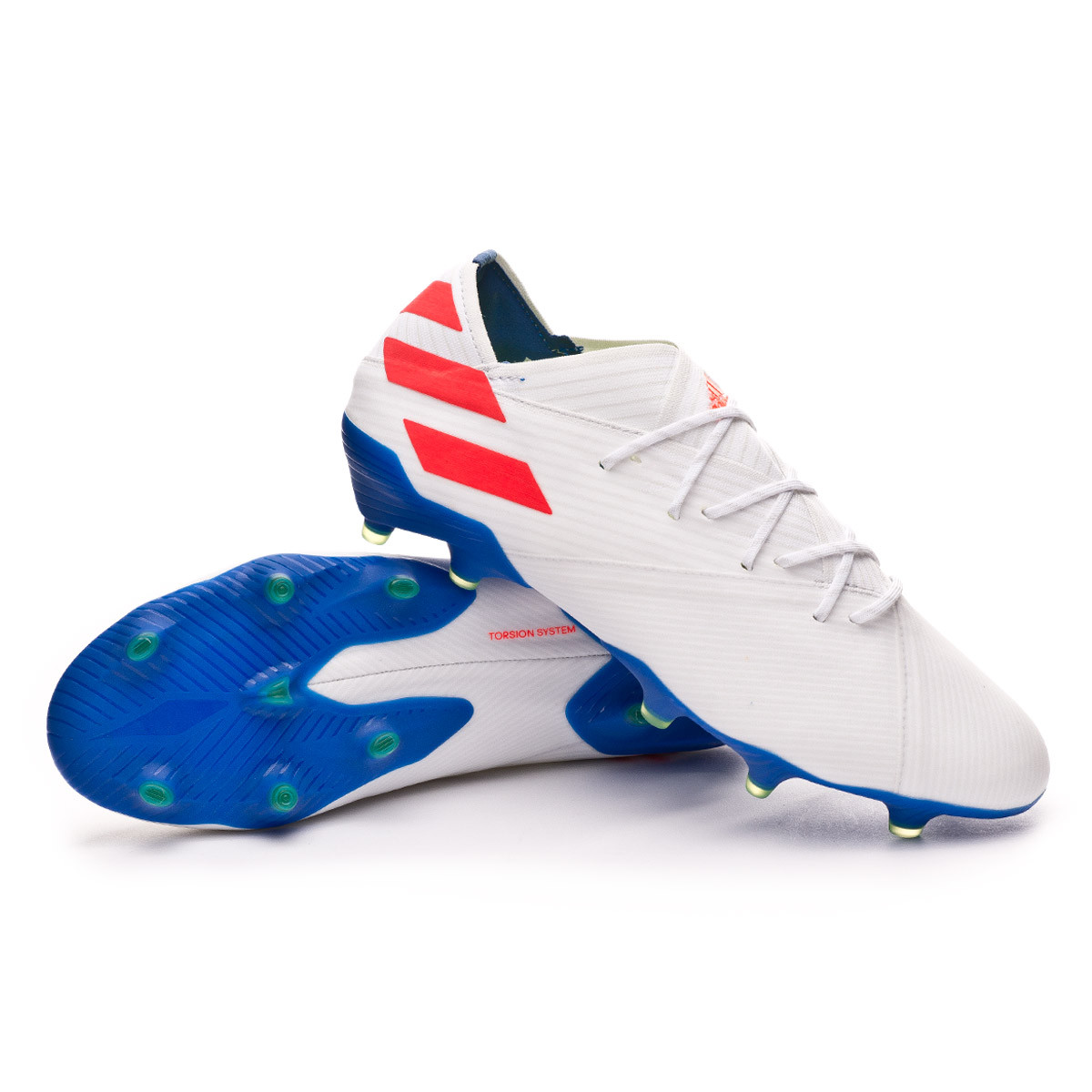 Zapatos de fútbol adidas Nemeziz Messi 19.1 FG White-Solar red-Football  blue - Tienda de fútbol Fútbol Emotion