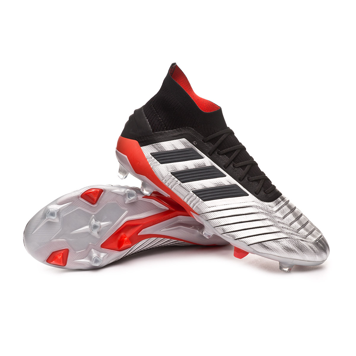 Football Boots adidas Predator 19.1 FG Silver metallic-Core black-Hi red -  Football store Fútbol Emotion