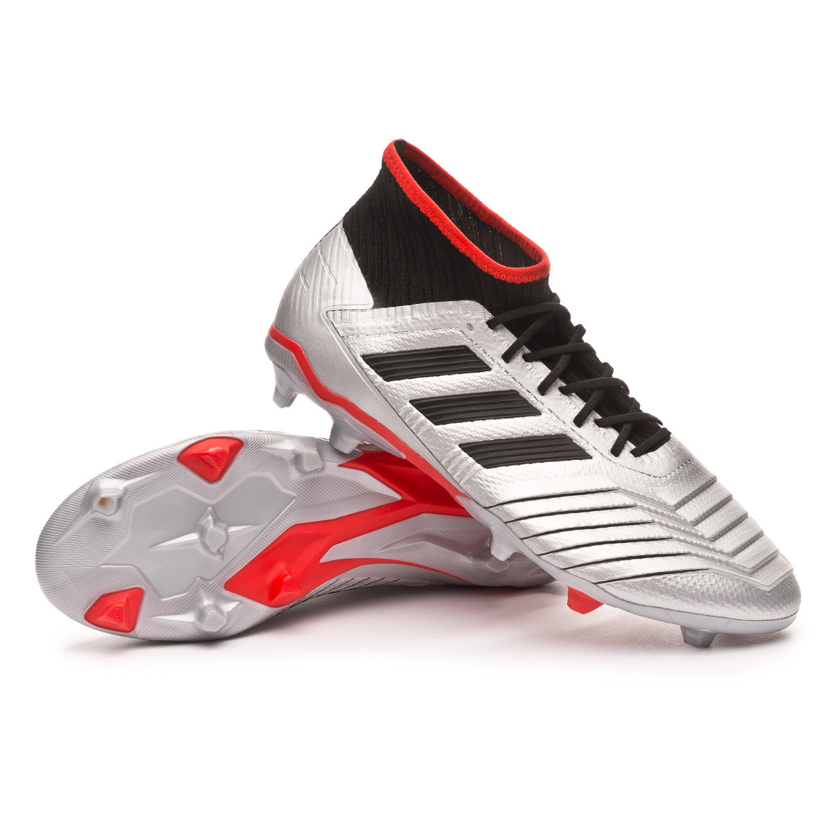 Football Boots adidas Predator 19.2 FG Silver metallic-Core black-Hi red -  Football store Fútbol Emotion
