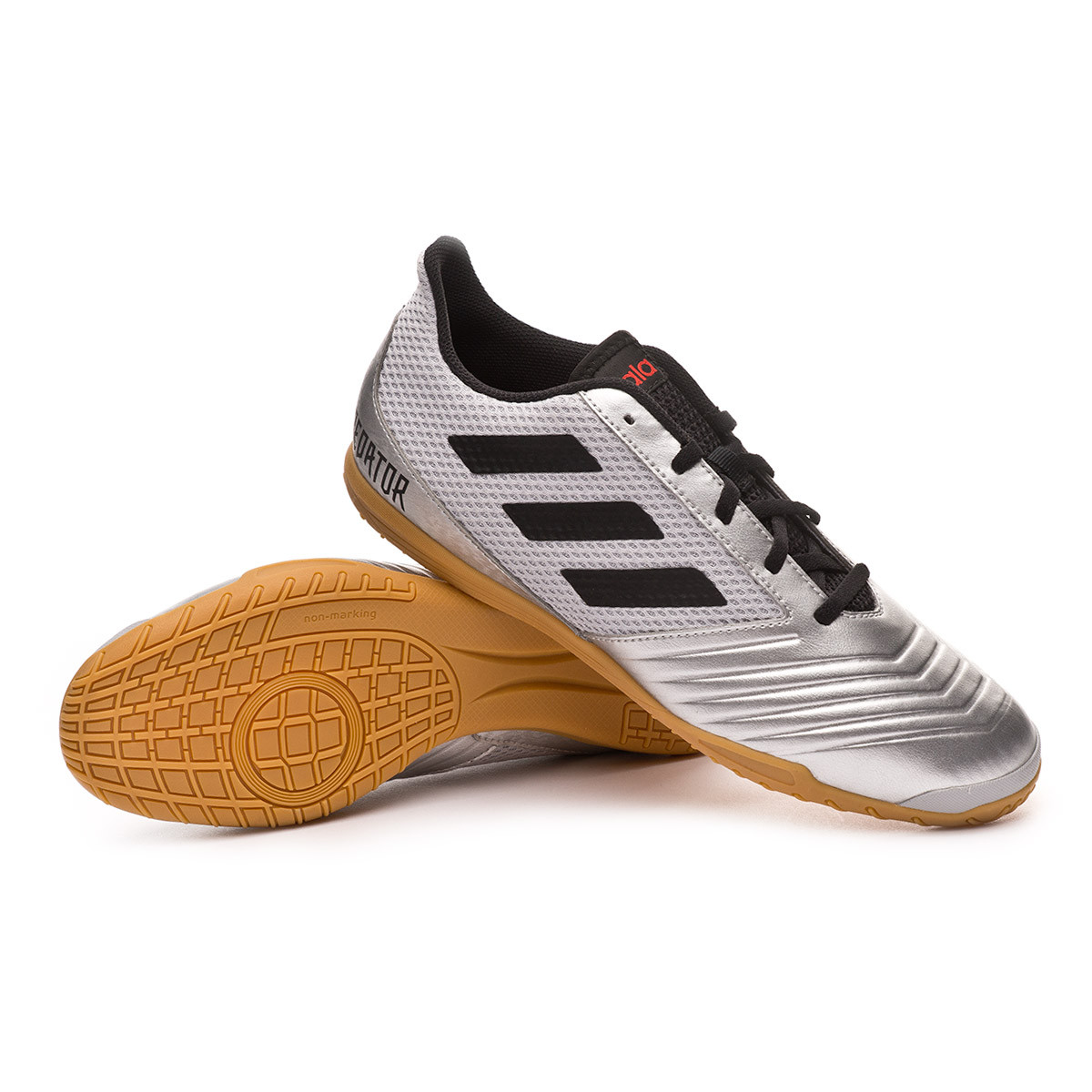 Futsal Boot adidas Predator 19.4 IN Sala Silver metallic-Core black-Hi red  - Football store Fútbol Emotion