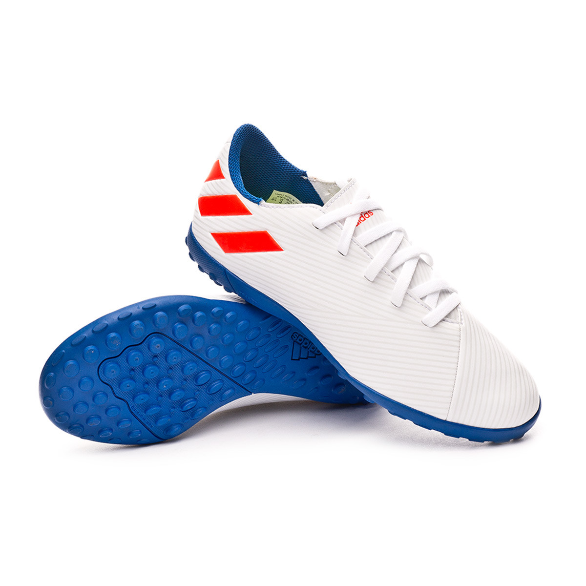 Zapatos de fútbol adidas Nemeziz Messi 19.4 Turf Niño White-Solar  red-Football blue - Tienda de fútbol Fútbol Emotion