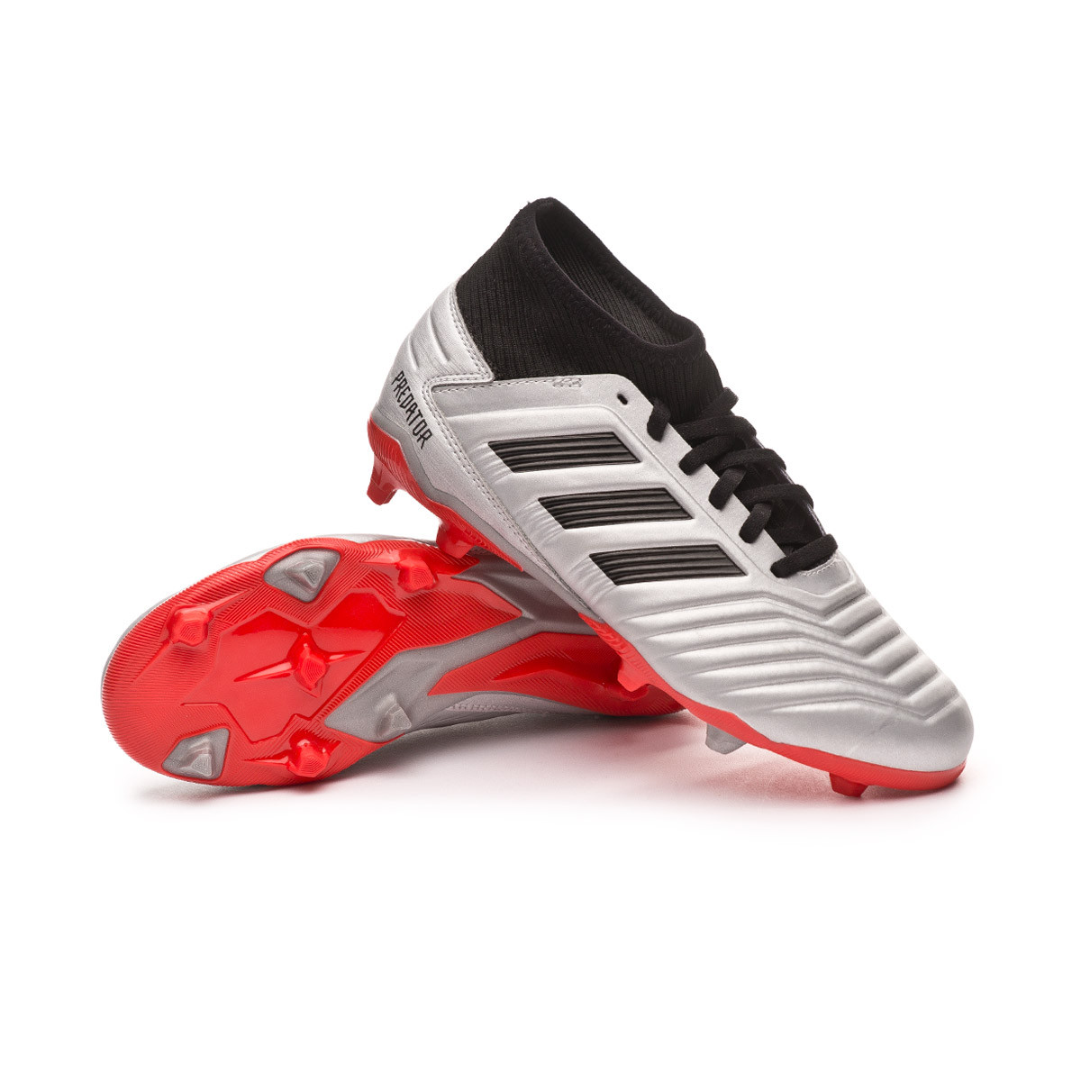 Football Boots adidas Kids Predator 19.3 FG Silver metallic-Core black-Hi  red - Football store Fútbol Emotion