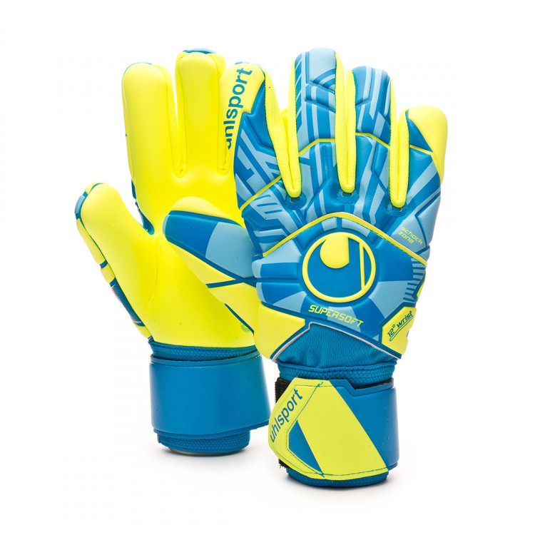 yellow and blue football gloves