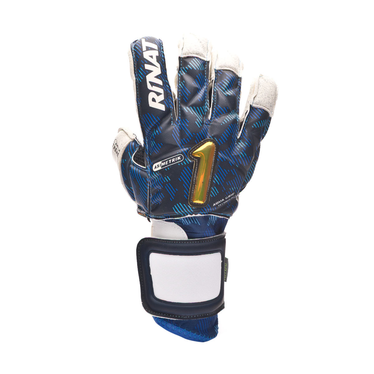 blue and white football gloves