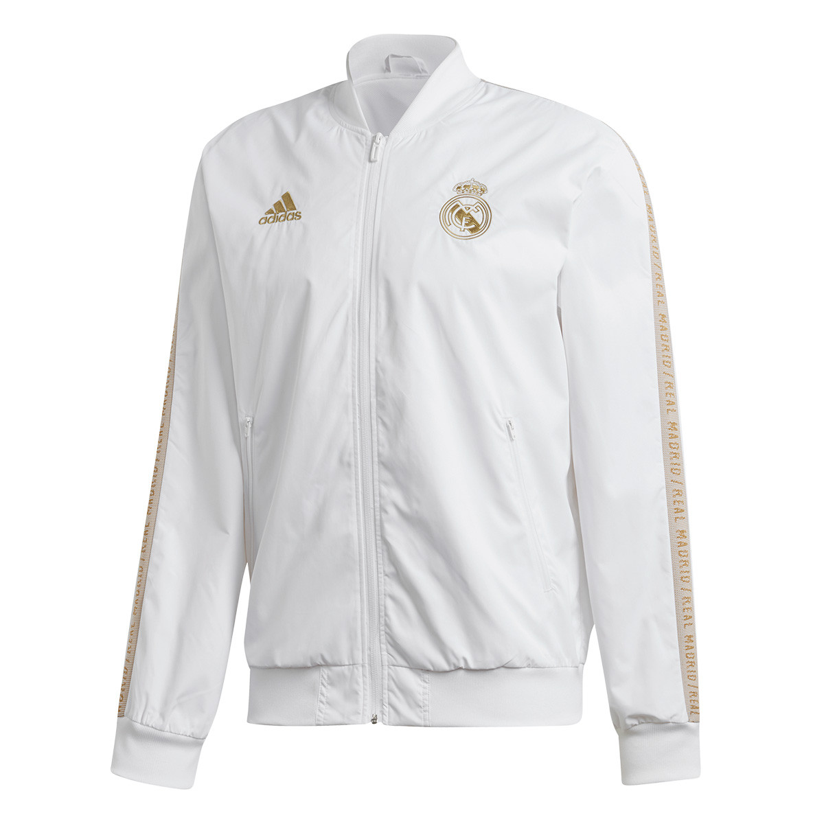white and gold adidas jacket
