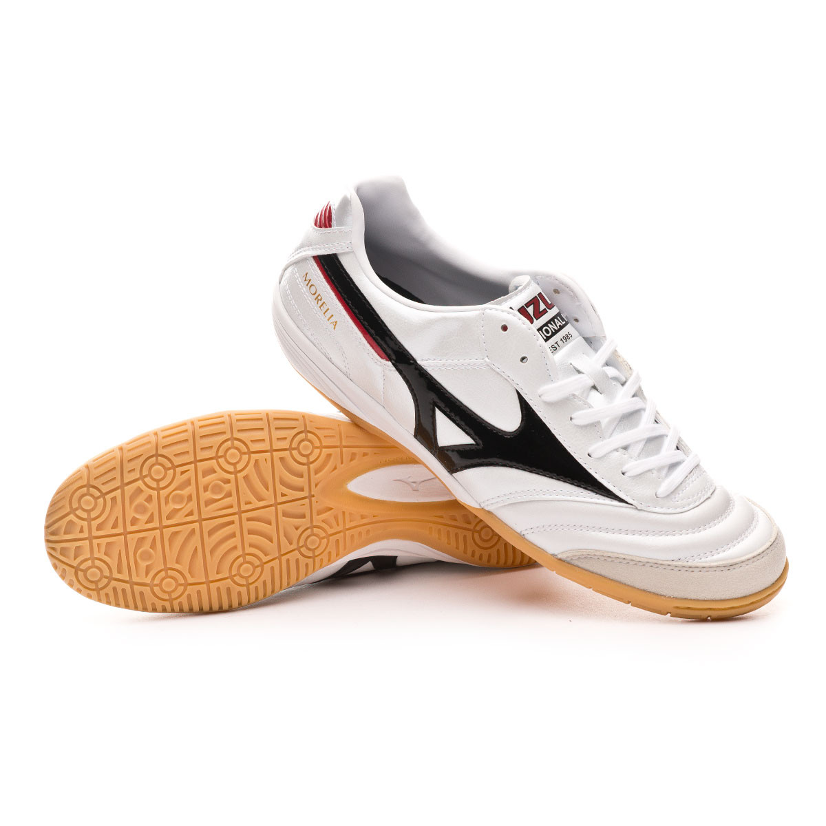 Futsal Shoes Mizuno Morelia Indoor White-Black-Chinese red - Fútbol Emotion