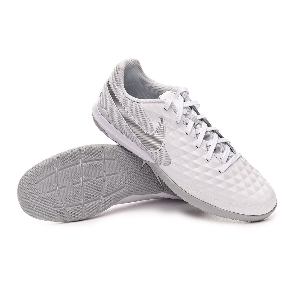 Zapatilla Nike React Tiempo Legend VIII Pro IC White-Chrome-Wolf grey-Pure  platinum - Tienda de fútbol Fútbol Emotion