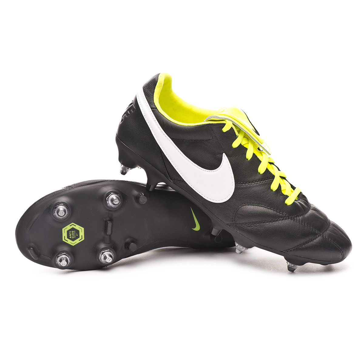 Football Boots Nike Tiempo Premier II SG-PRO Anti-Clog Traction  Black-White-Volt - Football store Fútbol Emotion