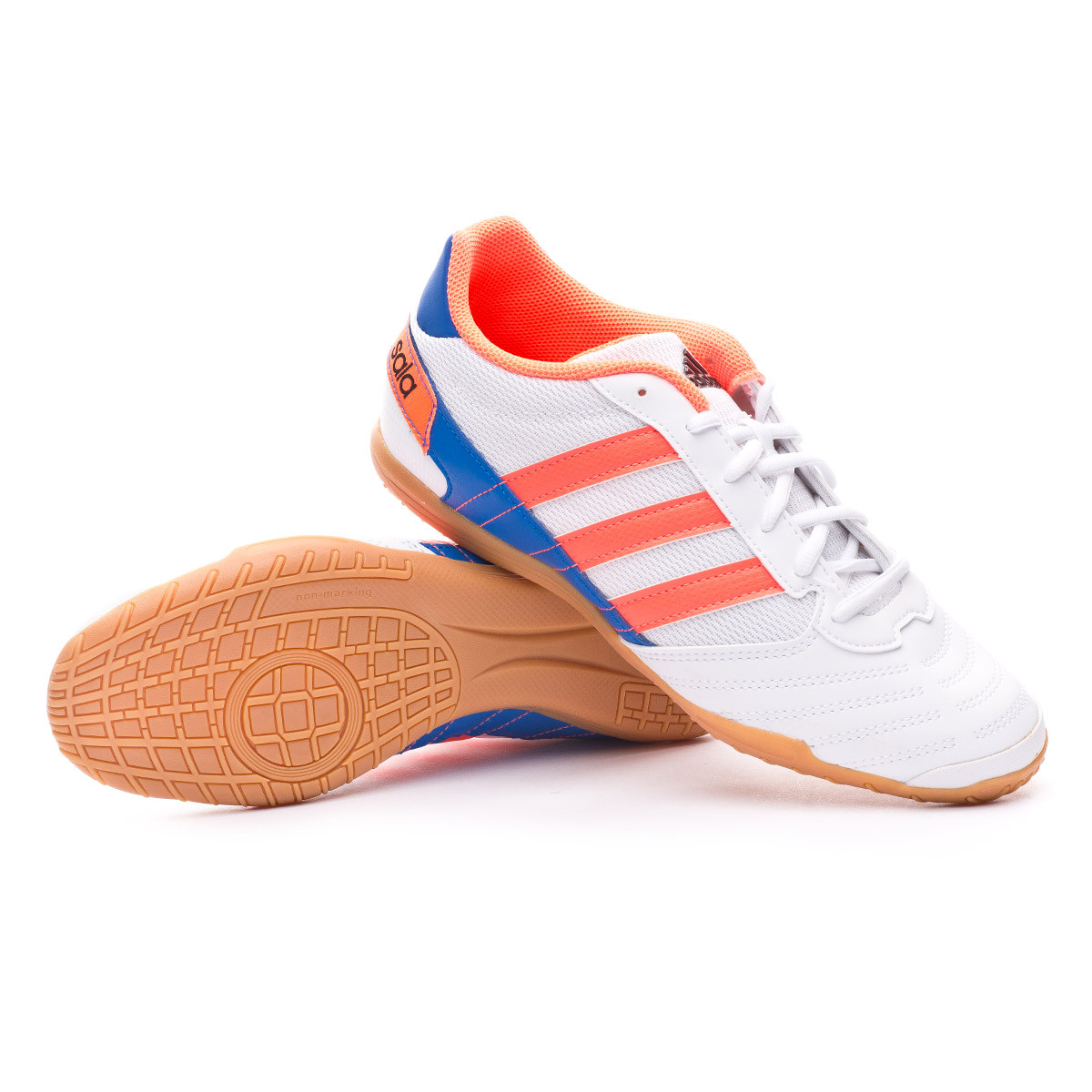Futsal Boot adidas Super Sala White-Signal coral-Glory blue - Football  store Fútbol Emotion