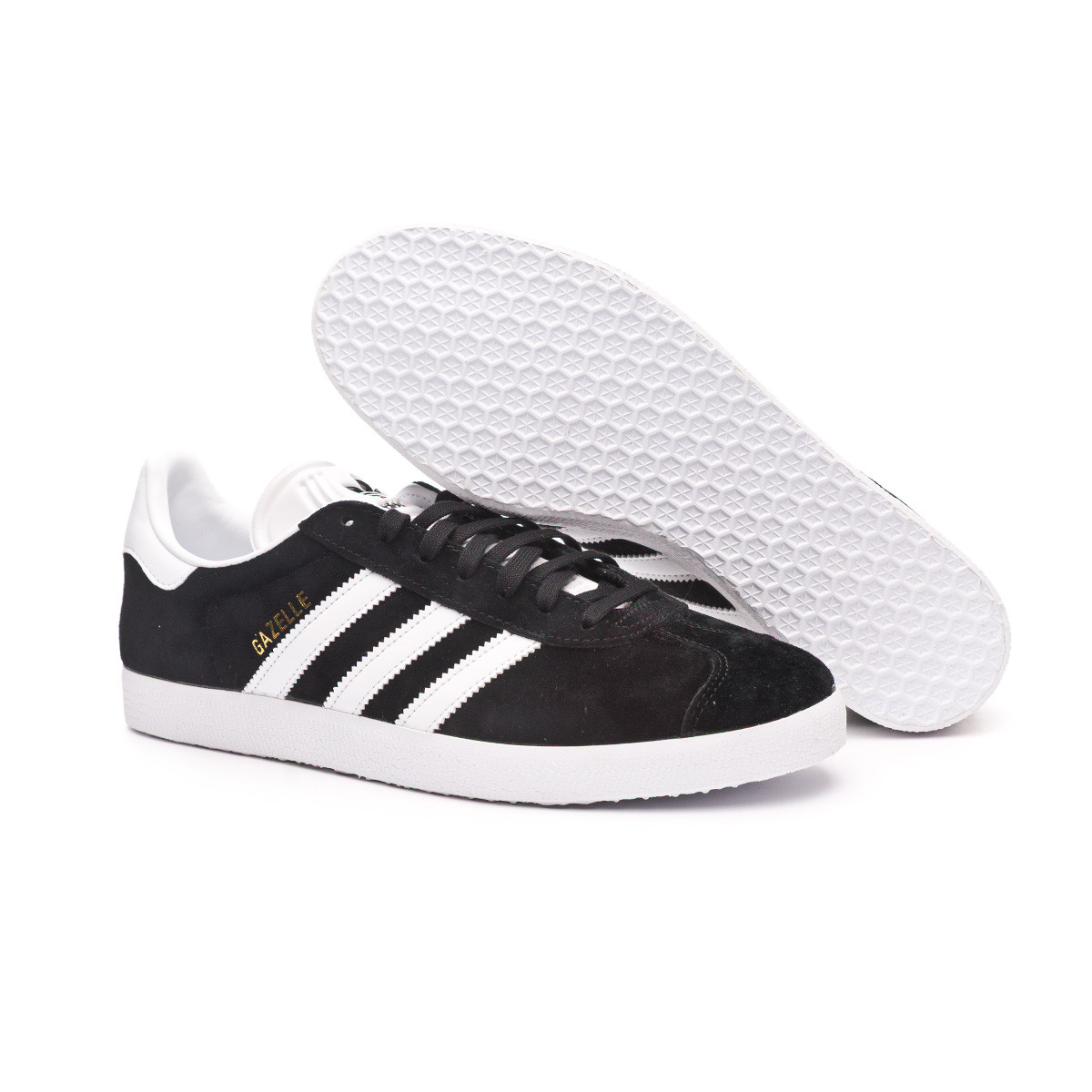 black and white gazelle trainers