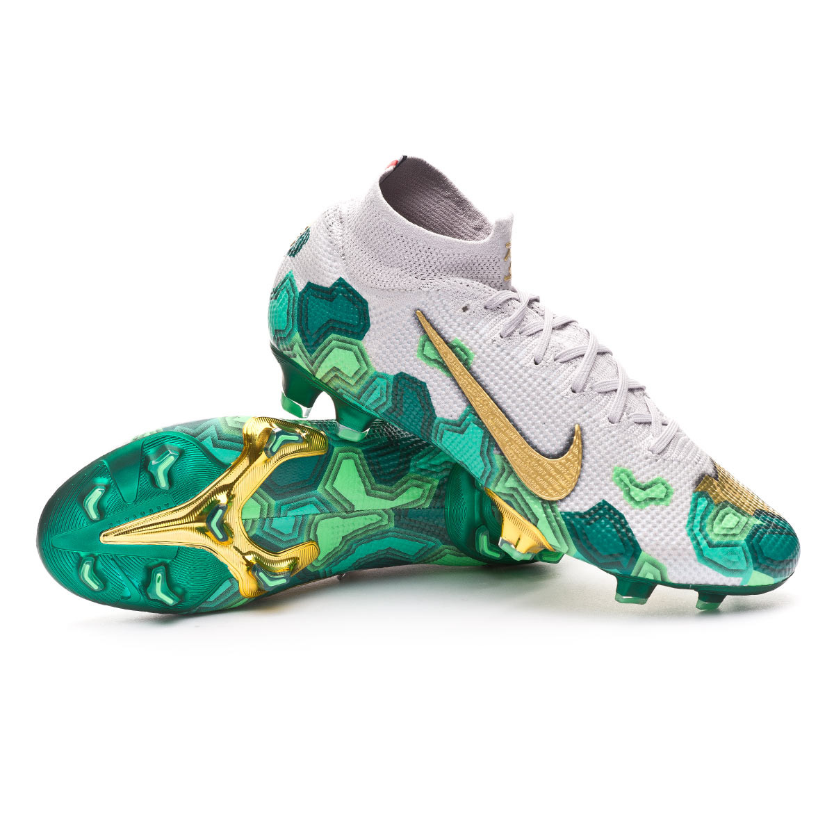 Football Boots Nike Mercurial Superfly VII Elite SE MBAPPE X BONDY FG Vast  grey-Metallic vivid gold-Electro green - Football store Fútbol Emotion
