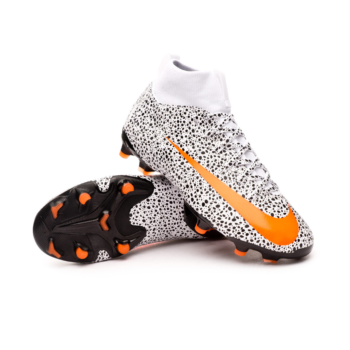 Football Boots Nike Mercurial Superfly VII Academy CR7 FG/MG Kids  White-Total orange-Black - Football store Fútbol Emotion