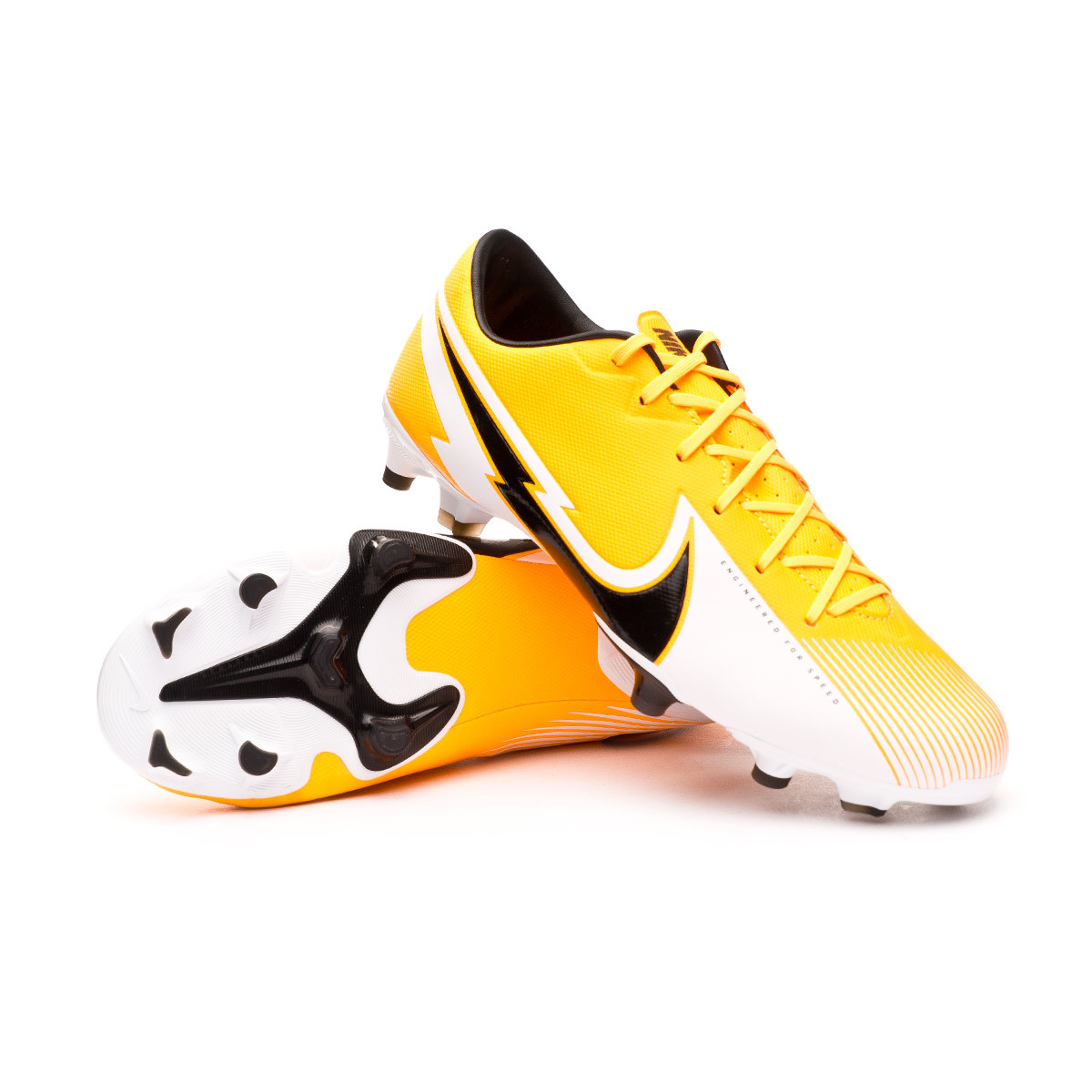 calcio disco Cenagal Bota de fútbol Nike Mercurial Vapor 13 Academy FG/MG Laser Orange-Black- White-Laser Orange - Fútbol Emotion