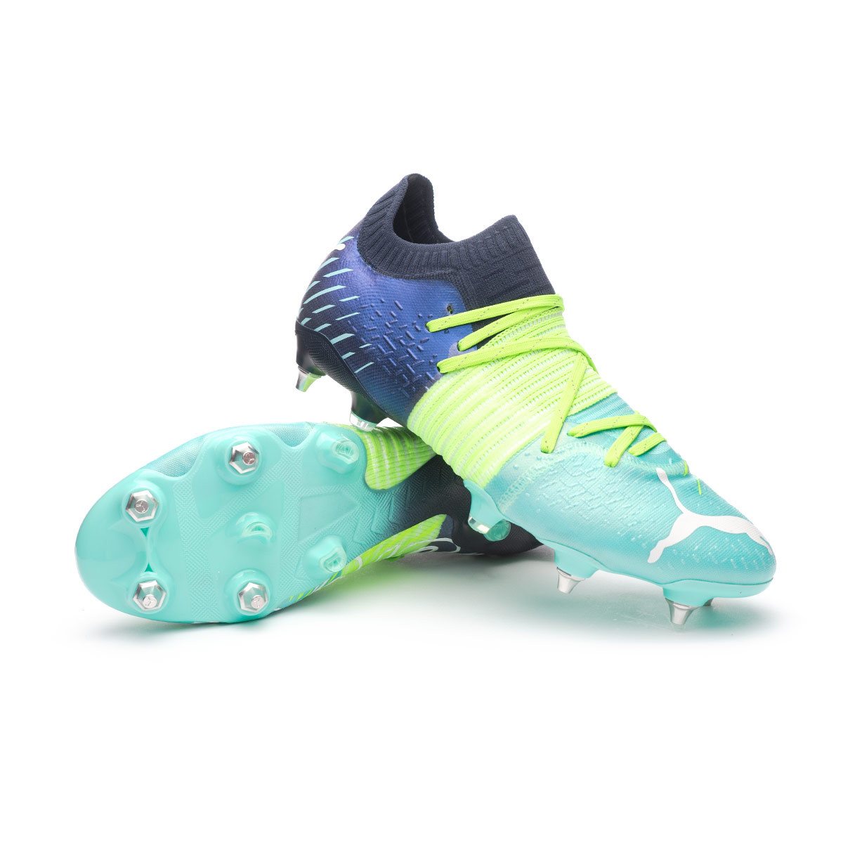Zapatos de fútbol Puma Future MxSG Green Glare-Elektro Aqua-Spellbound - Fútbol Emotion